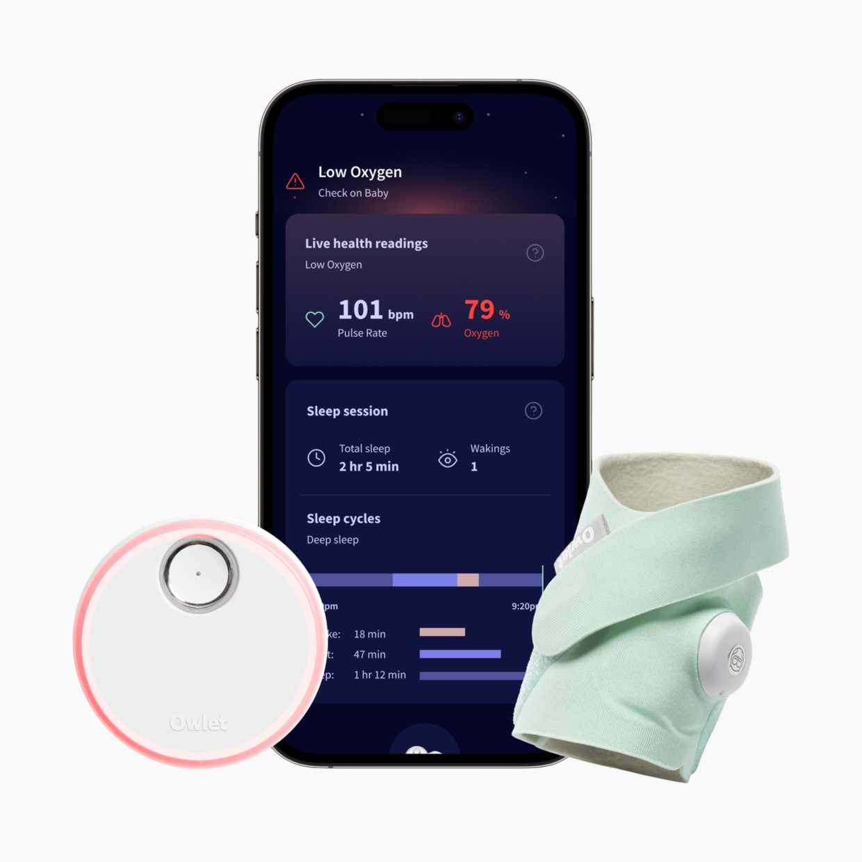Owlet Dream Sock Smart Baby Monitor - Mint.