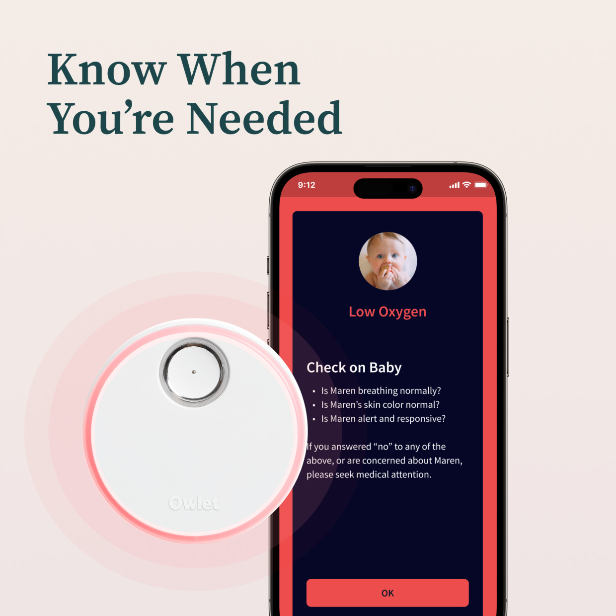 Owlet Dream Sock Smart Baby Monitor - Mint.