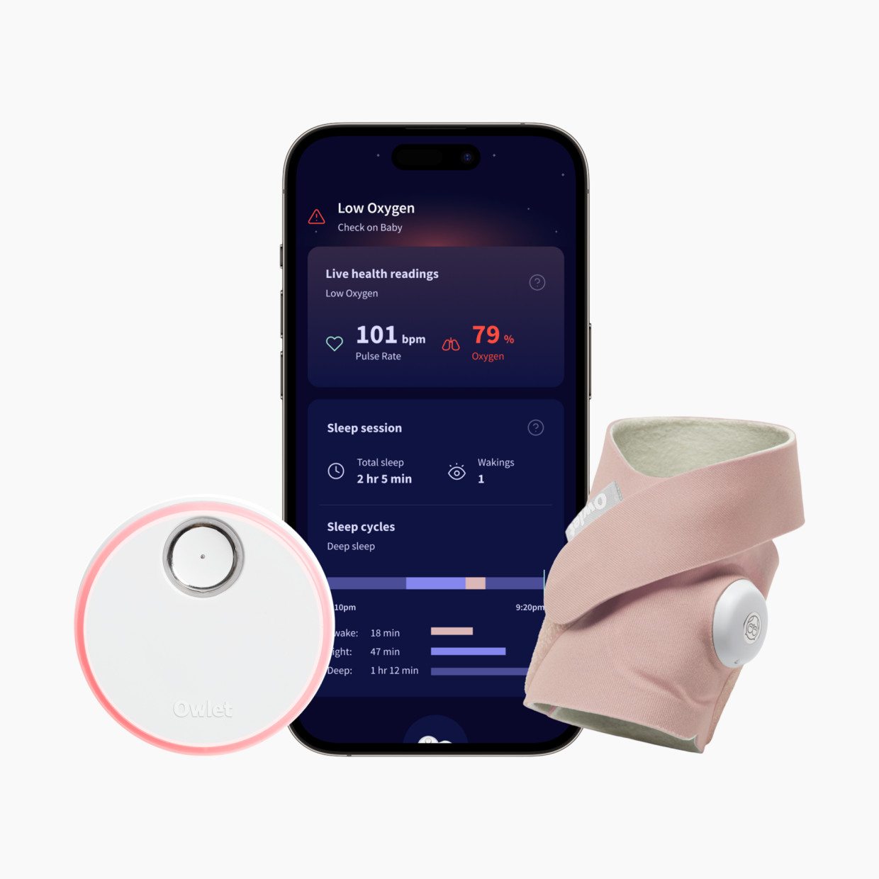 Owlet Dream Sock Smart Baby Monitor - Dusty Rose.