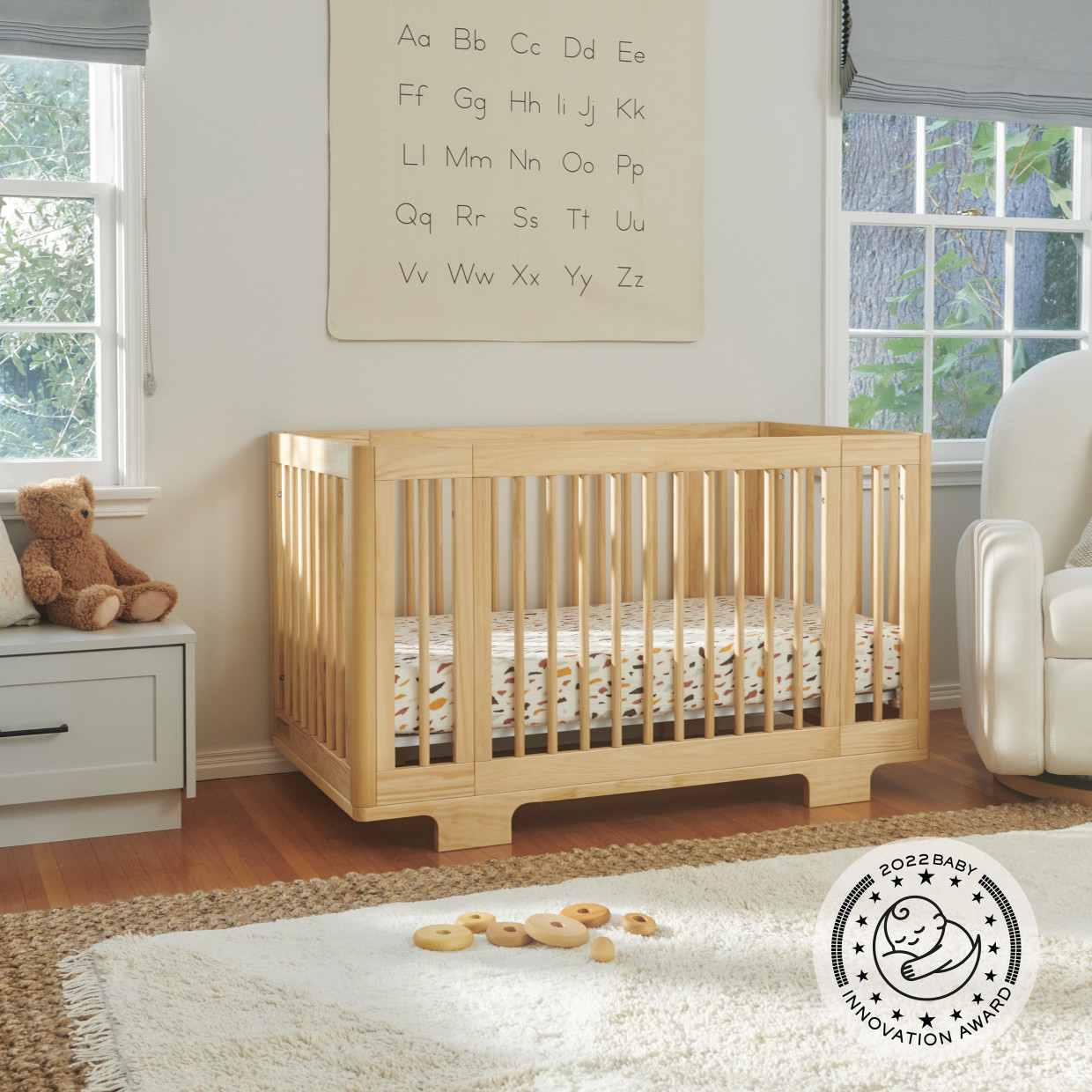 babyletto Yuzu 8-in-1 Convertible Crib with All-Stages Conversion Kits - Natural.