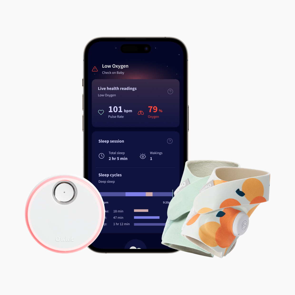 Owlet Dream Sock Smart Baby Monitor - Sweet Clementine.