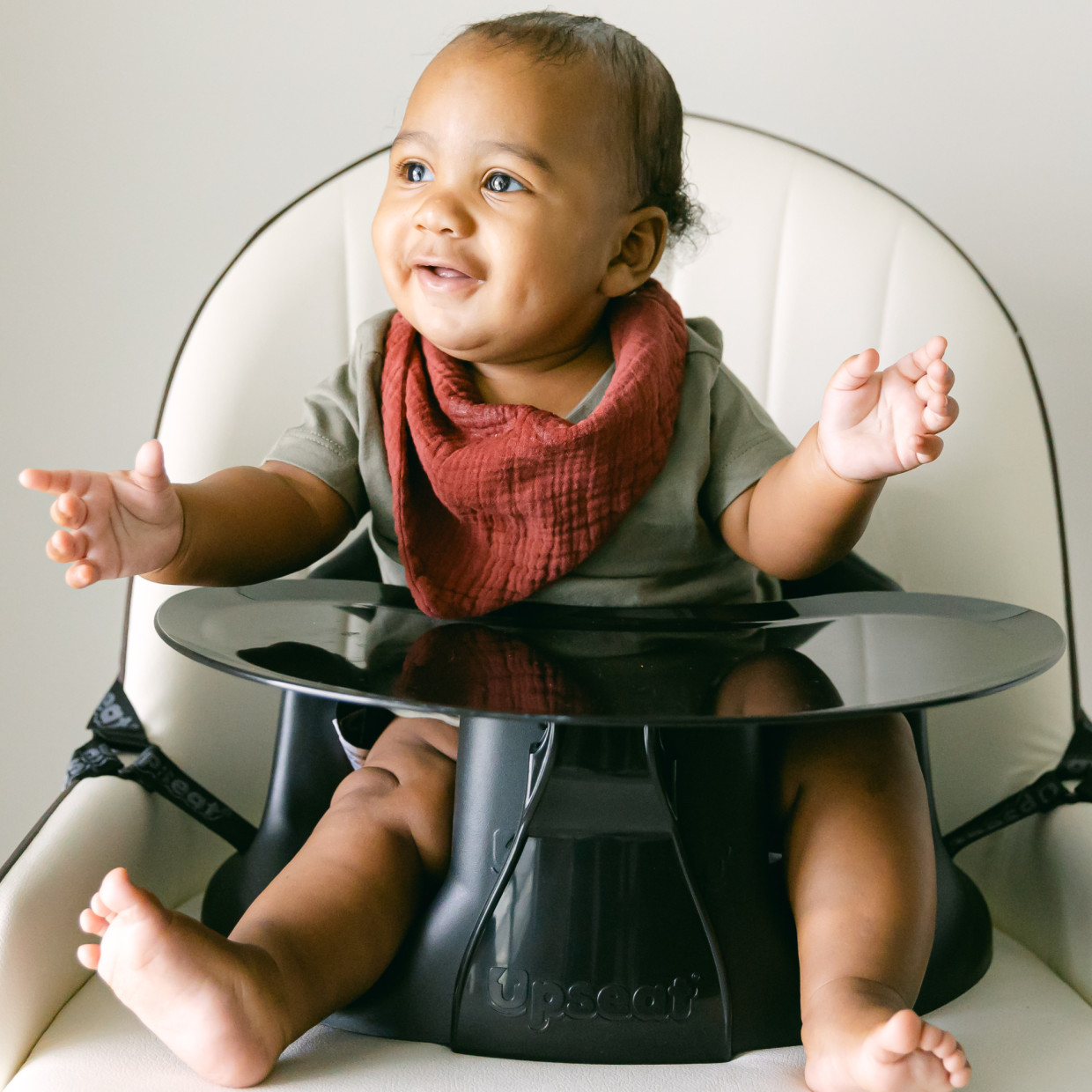 Upseat Baby Floor & Booster Seat with Tray - Midnight Black.