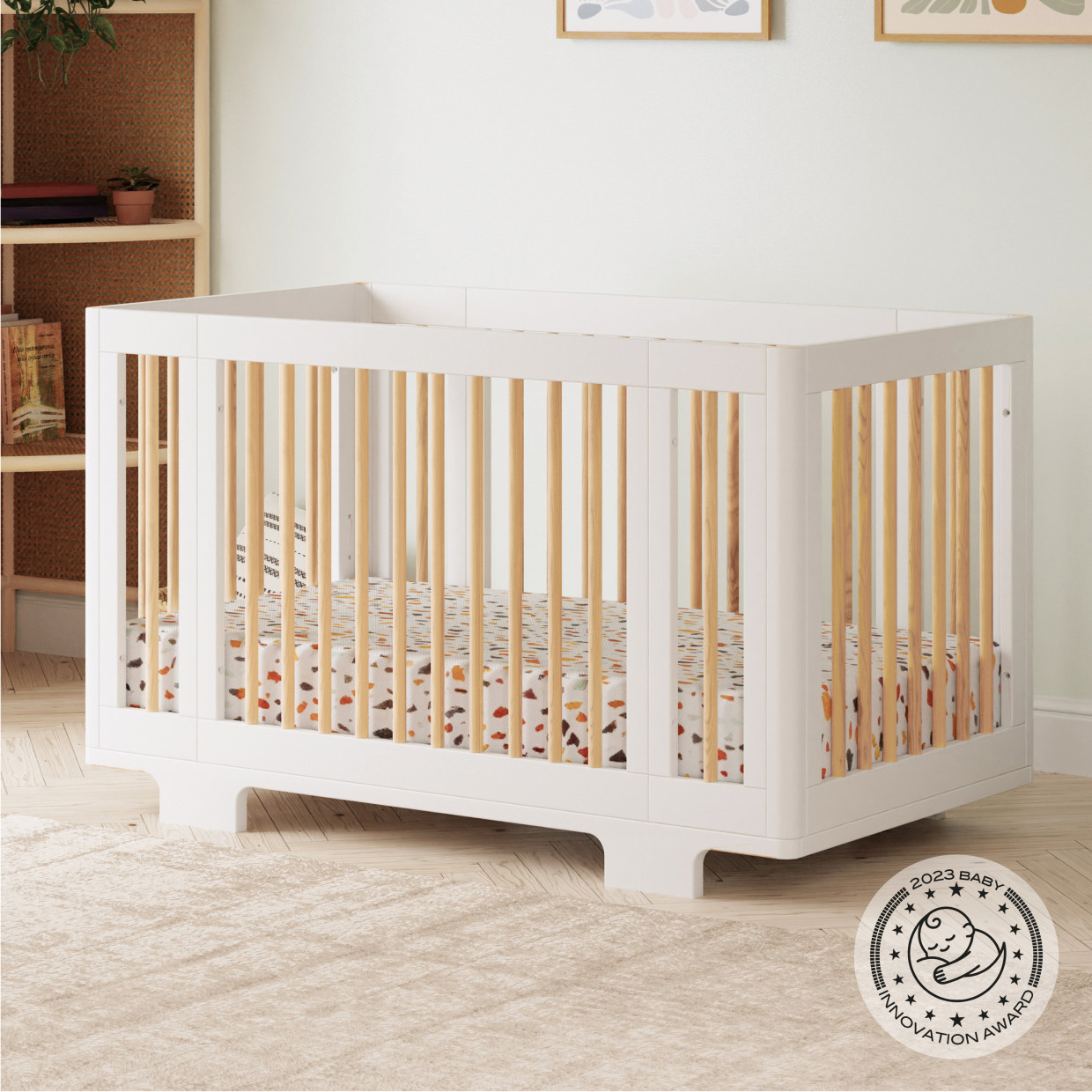 babyletto Yuzu 8-in-1 Convertible Crib with All-Stages Conversion Kits - White / Natural.