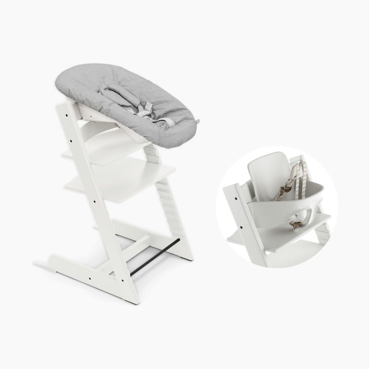 Stokke Tripp Trapp High Chair and Newborn Set Bundle - White.