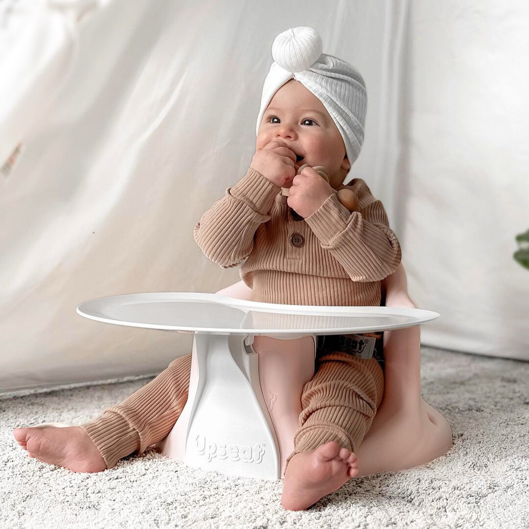 Upseat Baby Floor & Booster Seat with Tray - Pink.