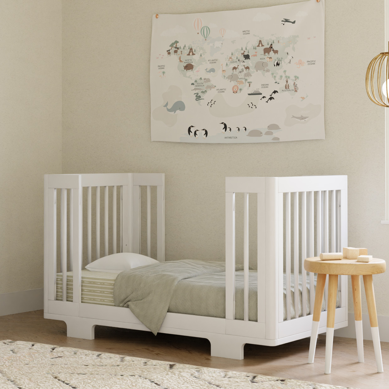 babyletto Yuzu 8-in-1 Convertible Crib with All-Stages Conversion Kits - White.