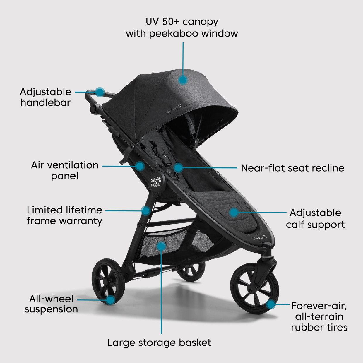 Baby Jogger City Mini GT2 Stroller - Opulent Black.