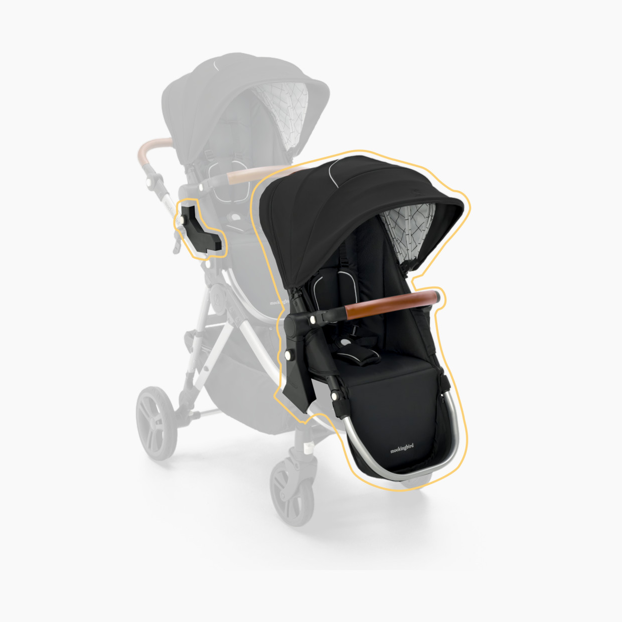 Mockingbird 2nd Seat Kit 2.0 - Black/Windowpane Canopy With Penny Leather.