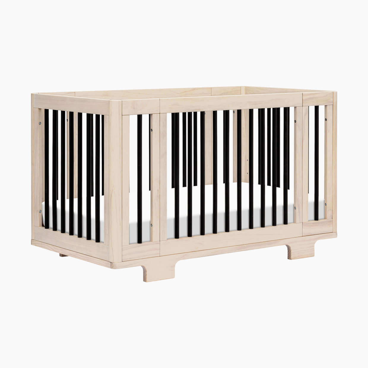 babyletto Yuzu 8-in-1 Convertible Crib with All-Stages Conversion Kits - Washed Natural / Black.