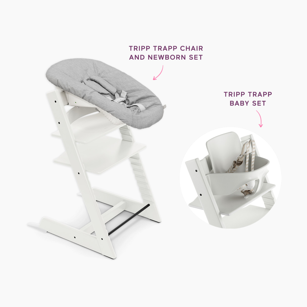 Stokke Tripp Trapp High Chair and Newborn Set Bundle - White.